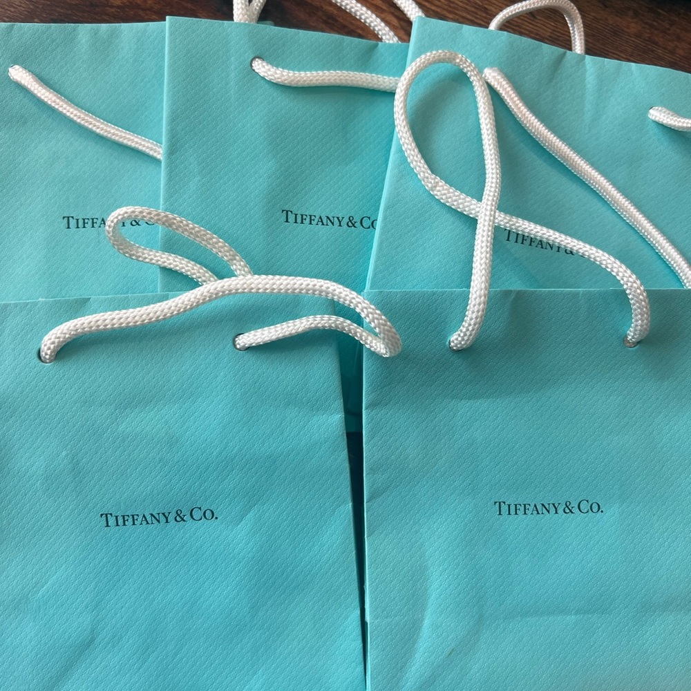 5 Tiffany & Co. Gift Bags with White Rope Handles - - Picture 4 of 5